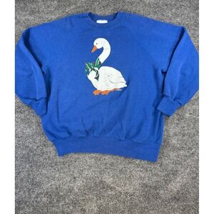 Vintage Bassett-Walker Goose‎ Graphic Sweatshirt XL Blue Made in USA Raglan